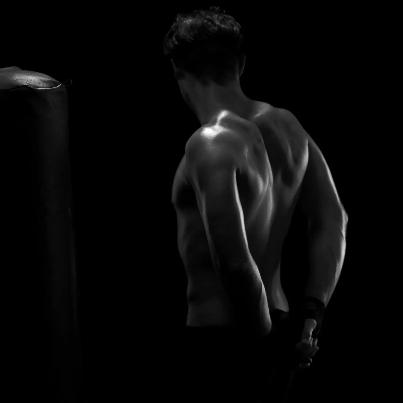 Athlete's back in low light