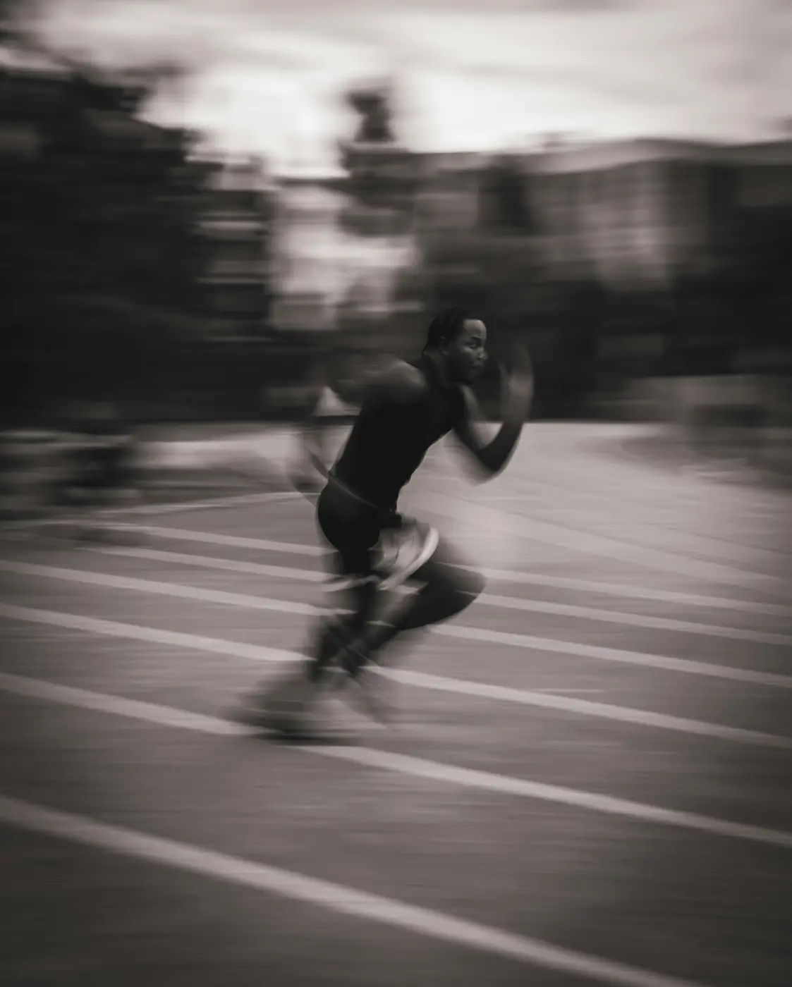 Sprinter on a track, motion blur